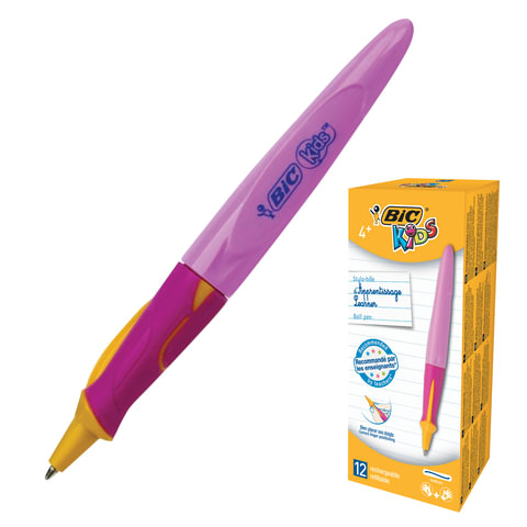Ручка шариковая с грипом BIC "Kids Twist", СИНЯЯ, для детей, корпус розовый, узел 1 мм, линия письма 0,32 мм, 918458 Ручка шариковая с грипом BIC "Kids Twist", СИНЯЯ, для детей, корпус розовый, узел 1 мм, линия письма 0,32 мм, 918458